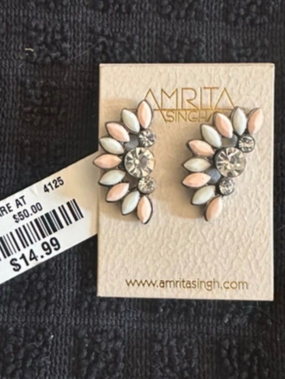 Amrita Singh Blush Pink and White Crystal Floral Cluster Studs